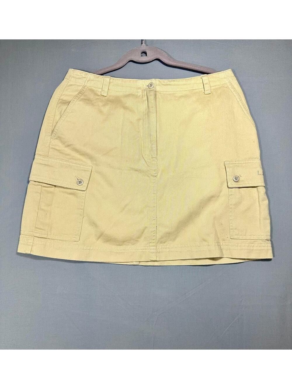 Ralph Lauren Cargo Miniskirt Women's Size 8P Beis Cotton Denim Pockets